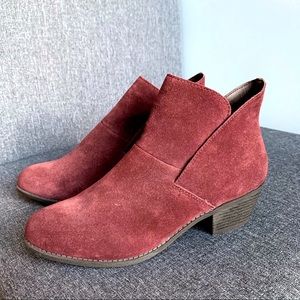 Deep Burgundy Suede Ankle Boots